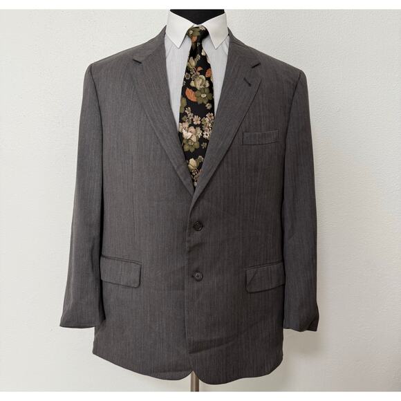 Jos. A. Bank Signature Collection Gray Wool Herringbone Sportscoat Blazer 48R - Picture 1 of 16
